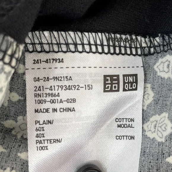 Uniqlo Tops Womens Sz M Black Provence Print Geometric French Sleeve Round Neck - Picture 9 of 10